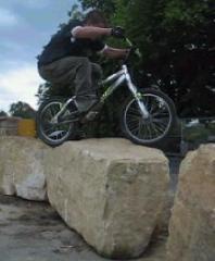 Me getting up a rock to two wheels.