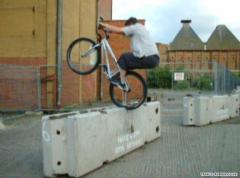 Backwheeling a 35" concrete block
